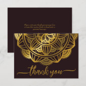 Elegant Navy Gold Mandala Rood Dank u Bedankkaart (Voorkant / Achterkant)