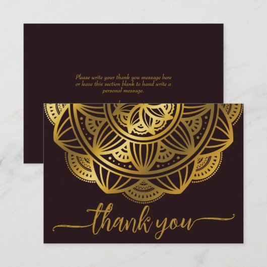 Elegant Navy Gold Mandala Rood Dank u Bedankkaart (Voorkant / Achterkant)