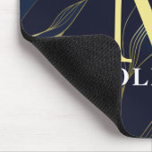 Elegant Navy & Gold Mannen monogram Muismat (Hoek)