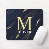 Elegant Navy & Gold Mannen monogram Muismat (Met muis)