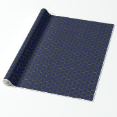 Elegant Navy & Gold Octagon Cadeaupapier (Uitgerold)