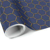 Elegant Navy & Gold Octagon Cadeaupapier (Rol Hoek)