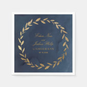 Elegant Navy & Gold Olive Branch Wreath Wedding Servet (Voorkant)