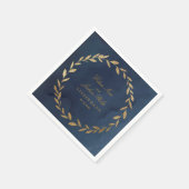 Elegant Navy & Gold Olive Branch Wreath Wedding Servet (Hoek)