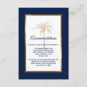 Elegant Navy Gold Palm Tree Wedding Accommodations Informatiekaartje (Voorkant)