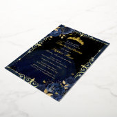 Elegant Navy Gold Roos Jurk Quinceanera Folie Uitnodiging (Gedraaid)