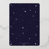 Elegant Navy+Gold Scattered Stars New Years Folie Uitnodiging (Achterkant)