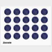 Elegant Navy & Gold Script Afstuderen Confetti Ronde Sticker (Vel)