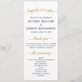 Elegant Navy Gold Script Minimal Wedding Ceremony Programmakaart (Voorkant)