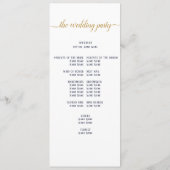 Elegant Navy Gold Script Minimal Wedding Ceremony Programmakaart (Achterkant)
