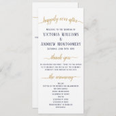 Elegant Navy Gold Script Minimal Wedding Ceremony Programmakaart (Voorkant / Achterkant)