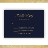 Elegant Navy & Gold Script RSVP-kaarten RSVP Kaartje