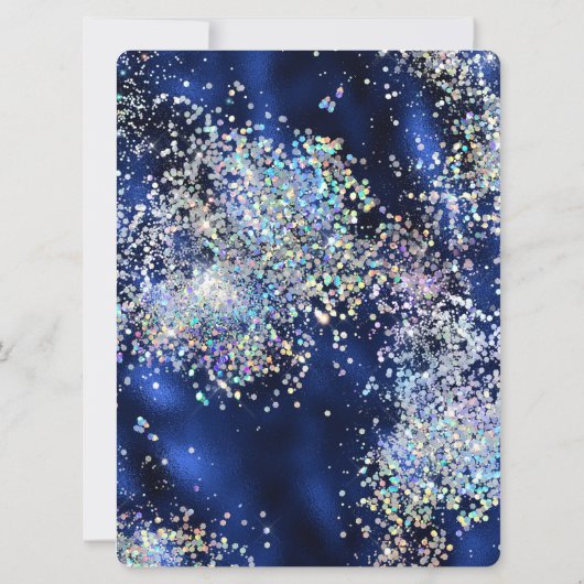 Elegant Navy Gold Silver Glitter Quinceañera Kaart (Achterkant)