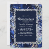 Elegant Navy Gold Silver Glitter Quinceañera Kaart (Voorkant)