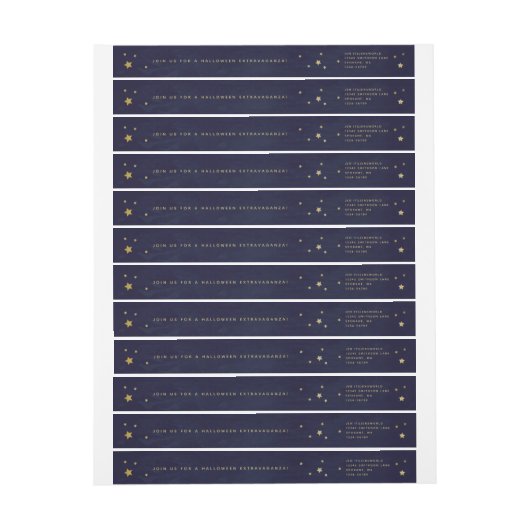 Elegant Navy+Gold Stars Wraparound-adreslabel (Vel)