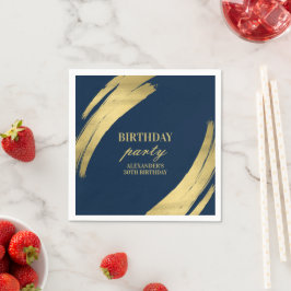 Elegant Navy Gold Verjaardag Party Papier Bord Servet