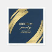 Elegant Navy Gold Verjaardag Party Papier Bord Servet (Voorkant)