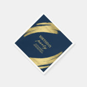 Elegant Navy Gold Verjaardag Party Papier Bord Servet (Hoek)