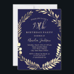 Elegant Navy Gold Waterverf 90th Birthday Kaart<br><div class="desc">Birthday-uitnodigingen in de Little Bayleigh Store!</div>