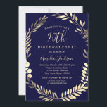 Elegant Navy Gold Waterverf 90th Birthday Kaart<br><div class="desc">Birthday-uitnodigingen in de Little Bayleigh Store!</div>