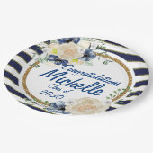 Elegant Navy & Gold Waterverf Rozen Afstuderen Papieren Bordje (Gekanteld)