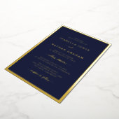 Elegant Navy Gold Wedding Folie Uitnodiging (Gedraaid)