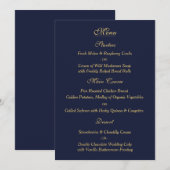 Elegant Navy Gold Wedding Menu Card (Voorkant / Achterkant)