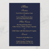 Elegant Navy Gold Wedding Menu Card (Voorkant)