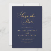 Elegant Navy Gold Wedding Save The Date (Voorkant)