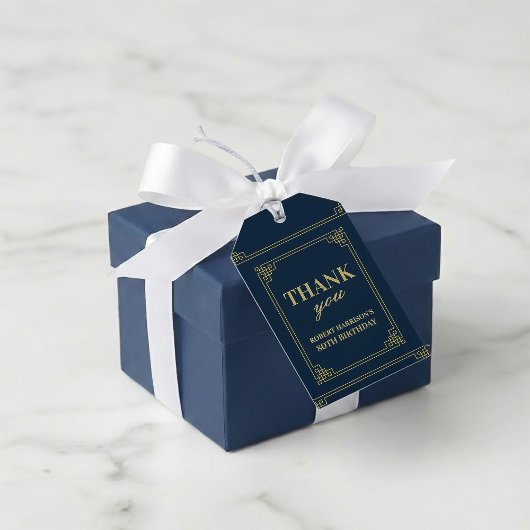 Elegant Navy Goud 80e Verjaardag Bedankt Cadeaulabel