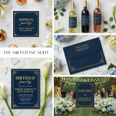 Elegant Navy & Goud 80e Verjaardag Persoonlijk Cadeaupapier
