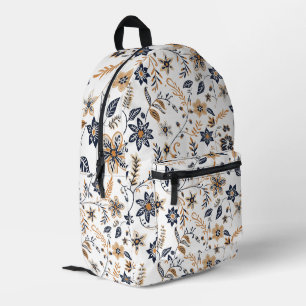Elegant Navy Goud Bloem Botanisch Bedrukte Rugzak