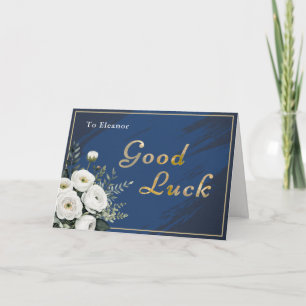Elegant Navy Goud Bloemensier Geluk Verjaardag Per Kaart