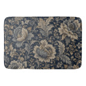 Elegant Navy Goud Botanisch Textielpatroon Badmat (Voorkant)