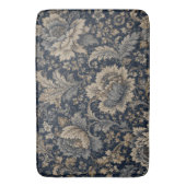 Elegant Navy Goud Botanisch Textielpatroon Badmat (Voorkant Verticaal)