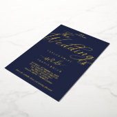 Elegant Navy & Goud Folie Bruiloft Uitnodiging (Gedraaid)