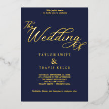 Elegant Navy & Goud Folie Bruiloft