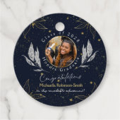 Elegant Navy Goud Gefeliciteerd Afstuderen Bedankjes Labels (Voorkant)