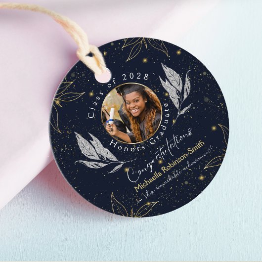 Elegant Navy Goud Gefeliciteerd Afstuderen Bedankjes Labels