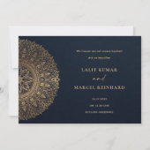ELEGANT NAVY GOUD KLASSIEK SIERLIJK MANDALA-BRUILO KAART (Voorkant)