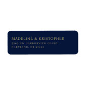 Elegant Navy Goud Minimalistisch Etiket (Voorkant)