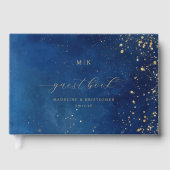 Elegant Navy Goud Spikkels Gastenboek (Voorkant)