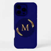 Elegant Navy + Gouden Monogram Persoonlijk iPhone Hoesje (Achterkant)