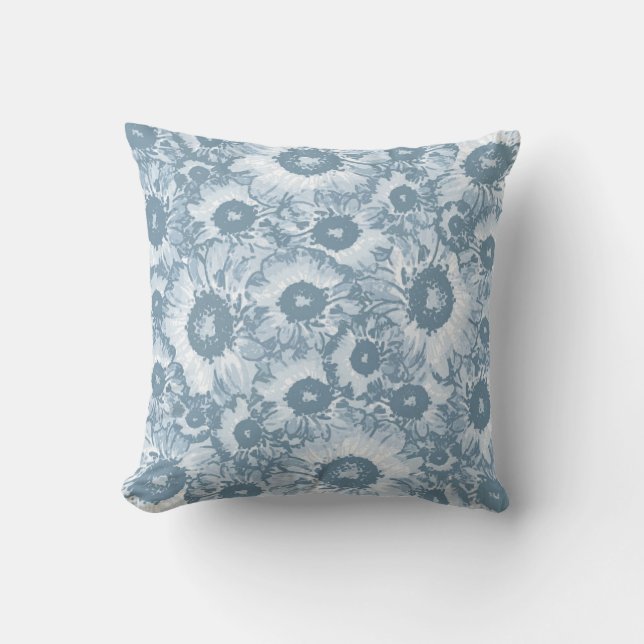 Elegant Navy Gray Floral Pattern Kussen (Voorkant)