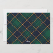 Elegant Navy Green Plaid Christmas Feestdagenkaart (Achterkant)