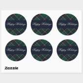 Elegant Navy Green Plaid Holiday Ronde Sticker (Vel)