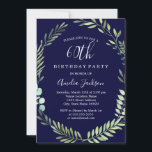 Elegant Navy Green Waterverf Wreath 60th Birthday Kaart<br><div class="desc">Birthday-uitnodigingen in de Little Bayleigh Store!</div>