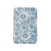 Elegant Navy Grijs Bloemmotief Badmat (Voorkant Verticaal)
