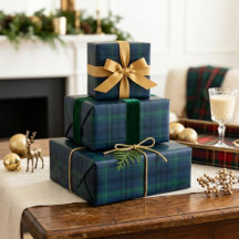 Elegant Navy Groen Tartan Plaid Klassiek Kerstmis 