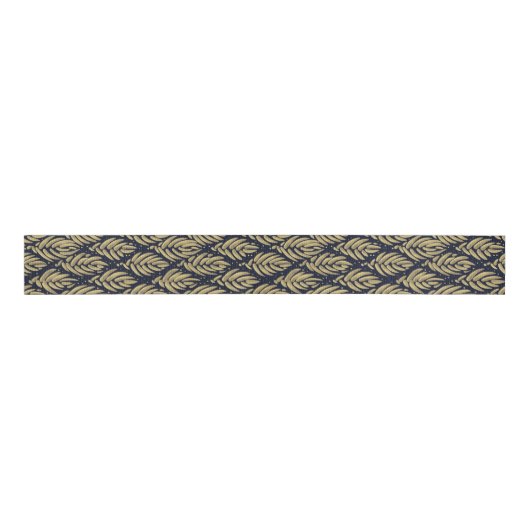 Elegant Navy Grosgrain Ribbon Spool with Gold Leaf Grosgrain Lint (Voorkant)